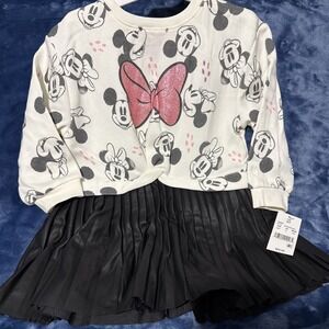 Disney Minnie Mouse Toddler Dress 3T Black Cream Long Sleeve – New w/ Tags